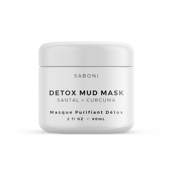 Organic Detox Mud Clay Face Mask with Sandalwood & Turmeric - Acne Treatment