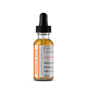 Organic pumpkin seed oil in 1 oz. bottle with dropper Cedar Creek Essentials
